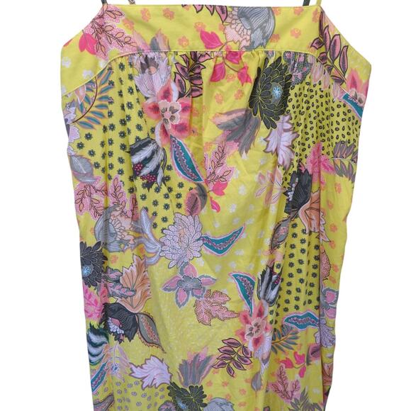 Loft Yellow Tropic Strappy Tiered Midi Dress - Size 10 - Picture 3 of 5